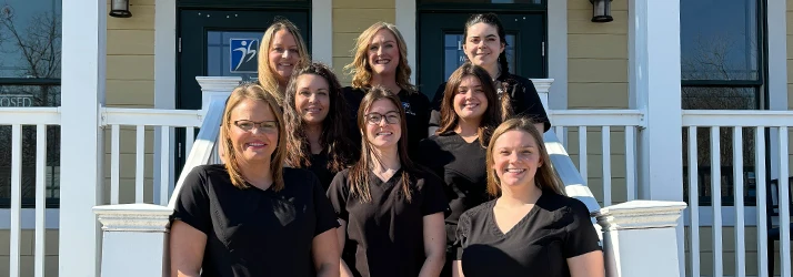 Chiropractor West St. Louis MO Ashley Brunjes Abby Painter Jessica Ferguson With Team Doctors Ashley Brunjes, Abby Painter, Jessica Ferguson with their team.